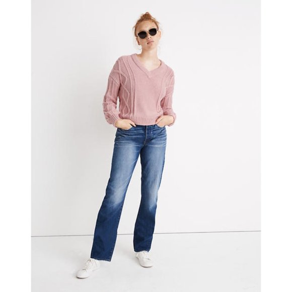 Madewell Sweaters - Madewell Augustus Cableknit V-Neck Sweater